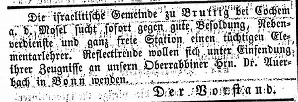 Die Synagoge in Bruttig (Gemeinde BruttigFankel, Kreis CochemZell)